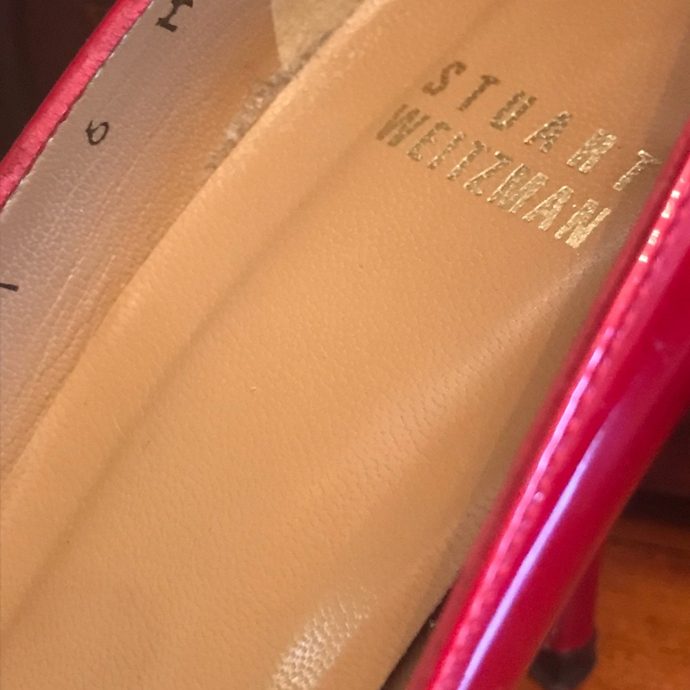 Stuart Weitzman Red Patent Open Toe High Heel - image 4